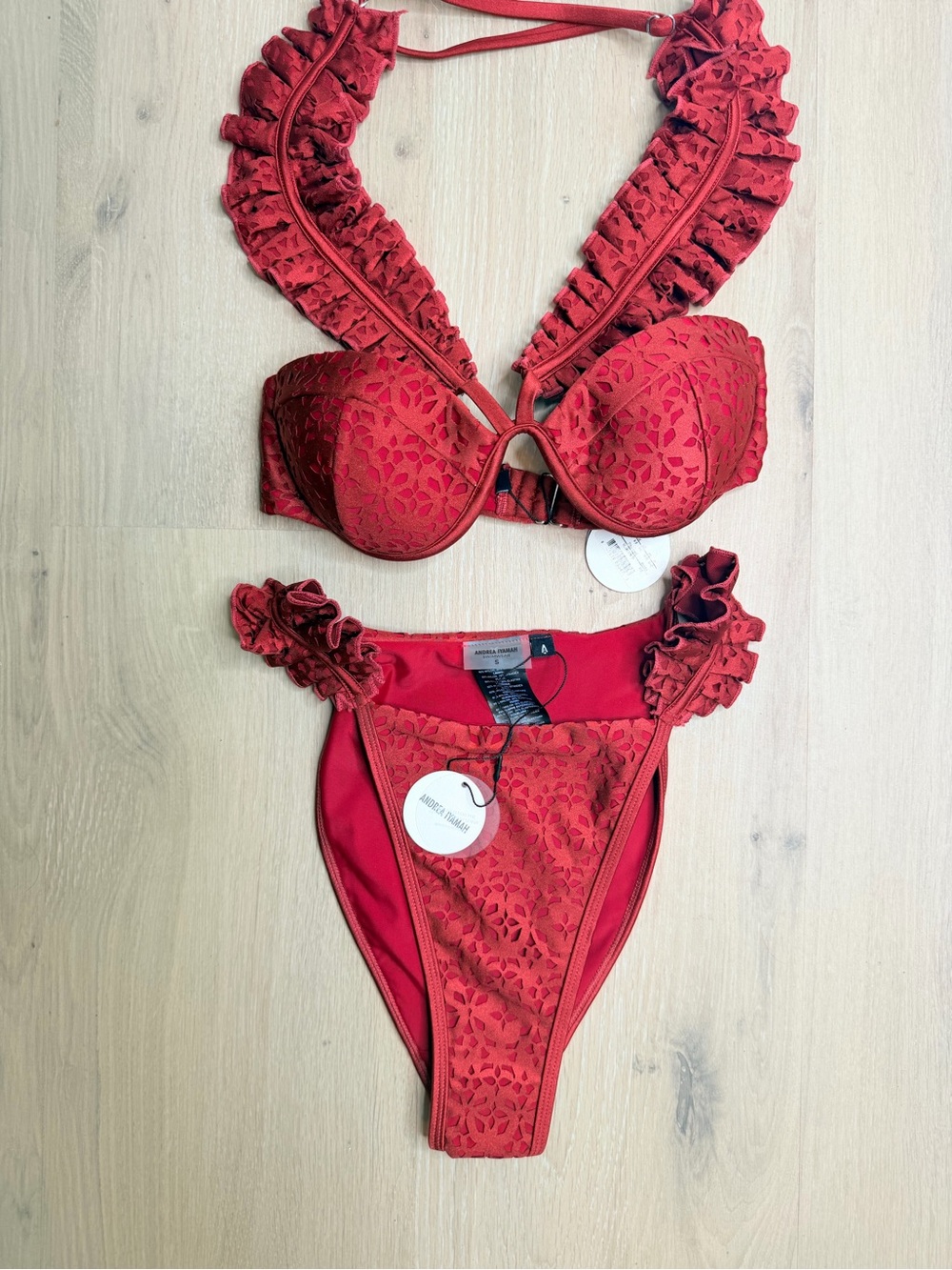 NWT ✨ Andrea Iyamah Wine ‘Mulan Bikini’ Resortwear Swimsuit Size Small